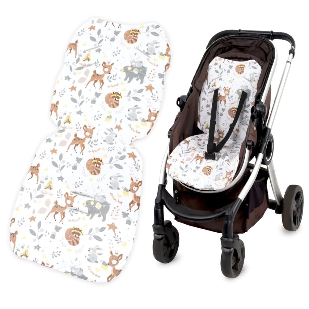 Sittöverdrag barnvagnsinsats 75 x 35 cm - buggyöverdrag sätinsats för barnstol andas universal Minky ljusgrå - rådjur