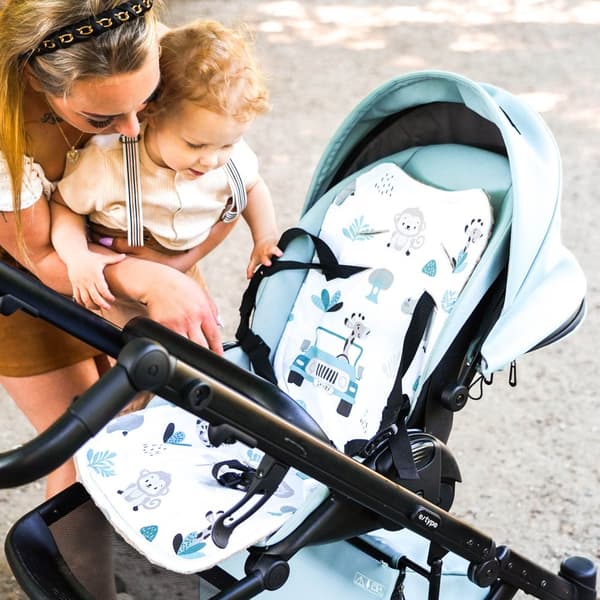 Sittöverdrag barnvagnsinsats 75 x 35 cm - buggyöverdrag sätinsats för barnstol andas universal Minky Africa Khaki