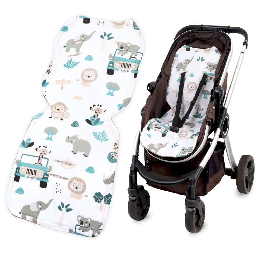 Sittöverdrag barnvagnsinsats 75 x 35 cm - buggyöverdrag sätinsats för barnstol andas universal Minky Africa Khaki