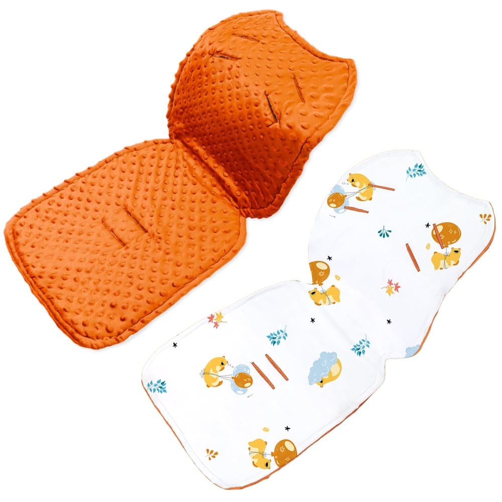 Sittöverdrag barnvagnsinsats 75 x 35 cm - buggyöverdrag sätinsats för barnstol andas universal Minky Pumpkin bear