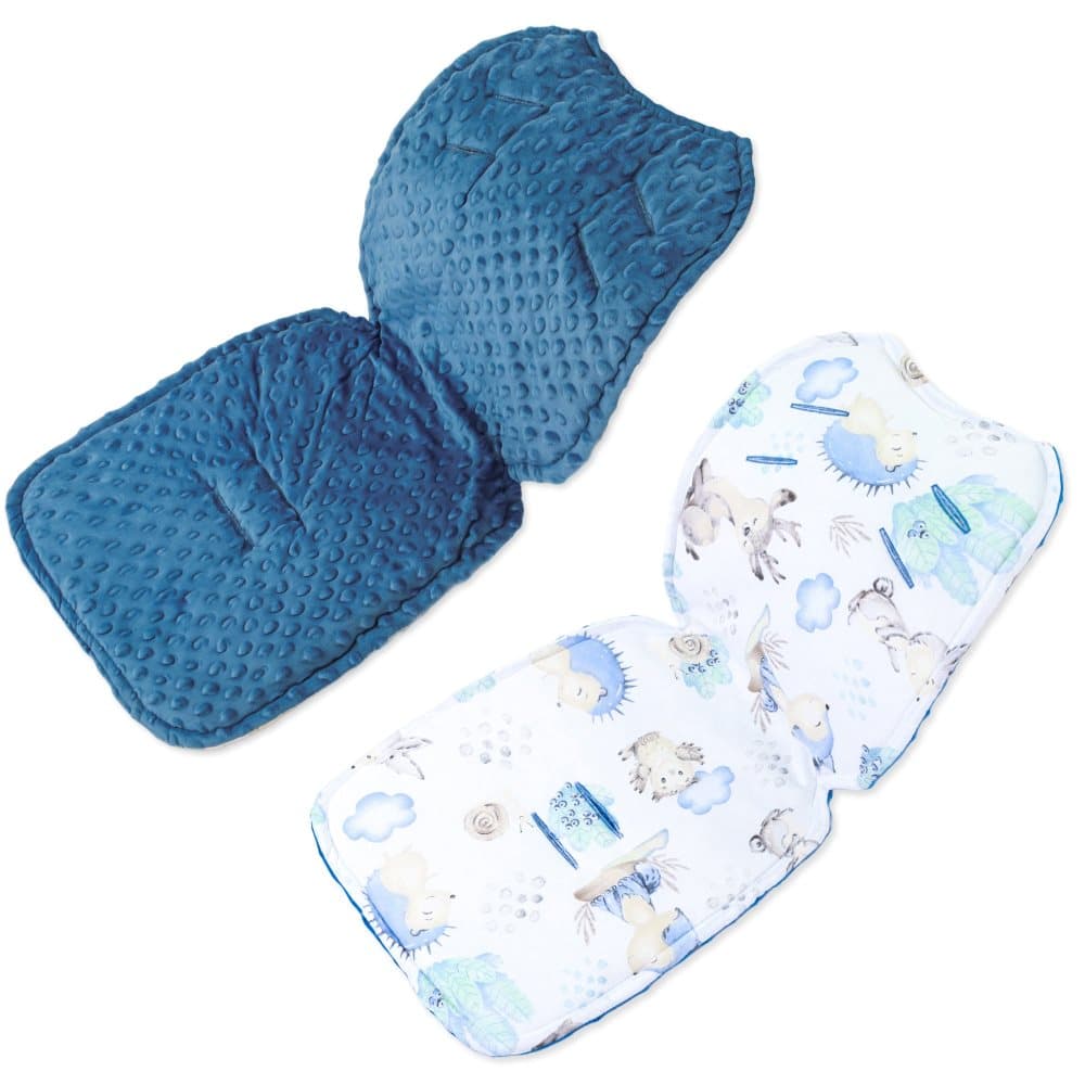 Sittöverdrag barnvagnsinsats 75 x 35 cm - buggyöverdrag sätinsats för barnstol andas universal Minky Blue Hedgehog