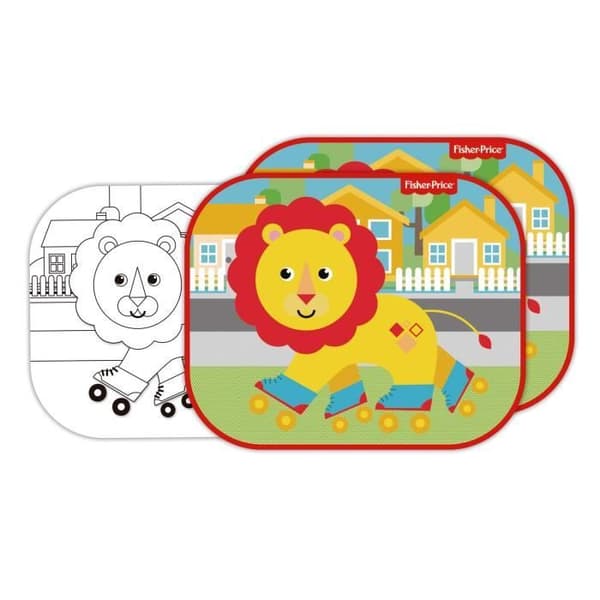 FISHER PRICE Set med 2 solskydd - Lejon + målarark