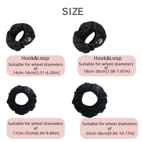 2 st Skydd Hjul Barnvagn Oxford-tyg mot smuts storlek L för 25-36cm framhjul