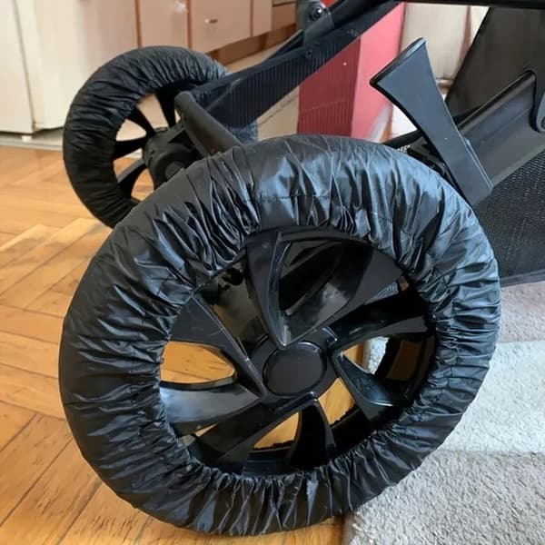 2 st Skydd Hjul Barnvagn Oxford-tyg mot smuts storlek S för 14-16cm framhjul