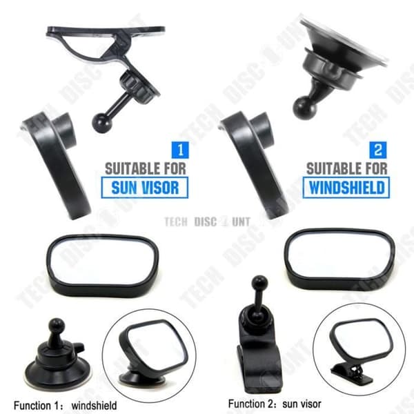 TD® Baby Car Mirror Back Road Backspegel Komfort Dag och natt Baksätesövervakning 360° rotation Säkerhetsvy Vindruta
