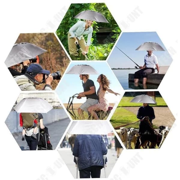 TD® bärbart hopfällbart paraply med handsfree mössa för fiske, trädgårdsarbete, fotografi (silver)