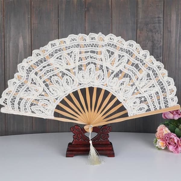 TD® Fan Spets Paraply Dome Bomull Bröllop Paraply Parasoll Broderi Luftfläkt Elegant feminin spetsstil