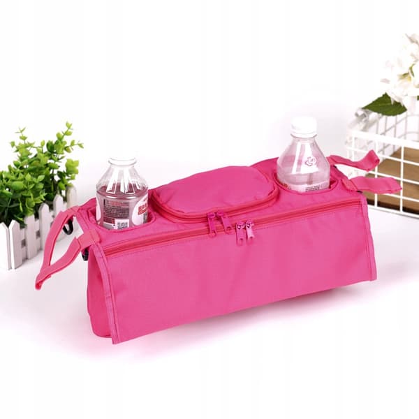 ORGANIZER-hållare för BARNVAGN Flaskväska Dubbel Bred Rosa