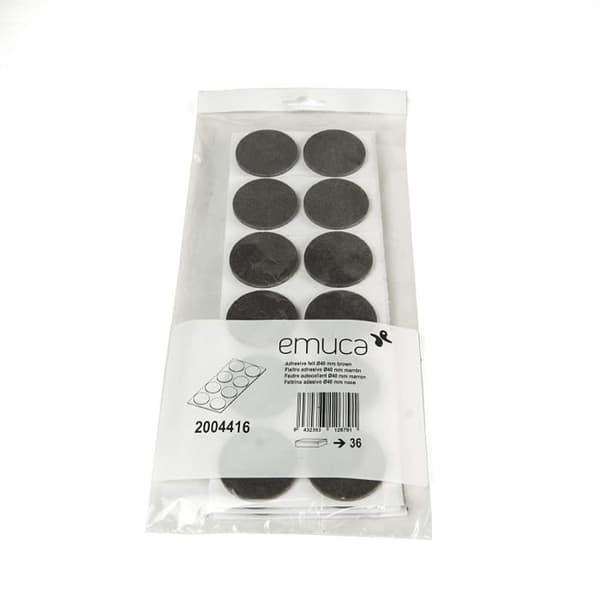 Emuca Set med 36 runda filtkuddar diameter 40mm självhäftande brun - 2038516