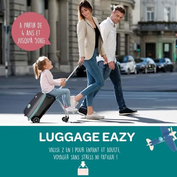 BÉABA Luggage Eazy kabin resväska med resesäte - Blå - Unisex - 4 år - 4 hjul