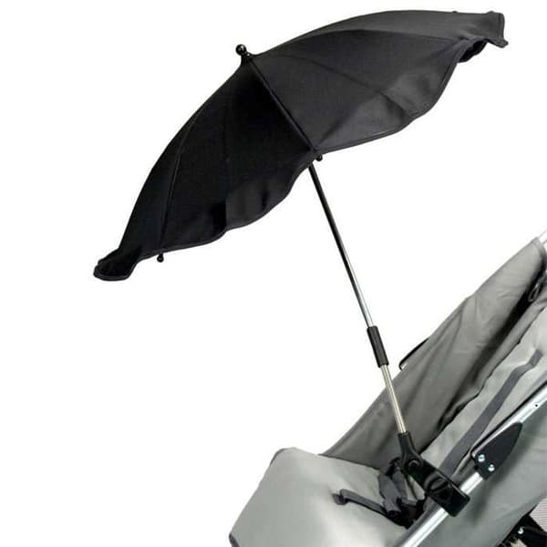 Bambisol Paraply - OMBT BE BLACK - Universal Anti UV Barnvagn Paraply | UPF 50+, dubbelfogad | Svart BE