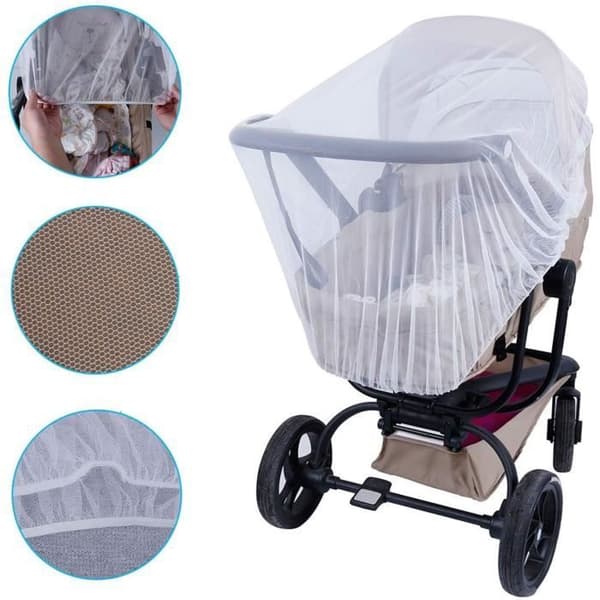 2Pcs Universell Myggnät för Barnvagn, Insektskydd för Spädbarn, Tvättbart, Myggnät för Hög Densitet Barnvagn