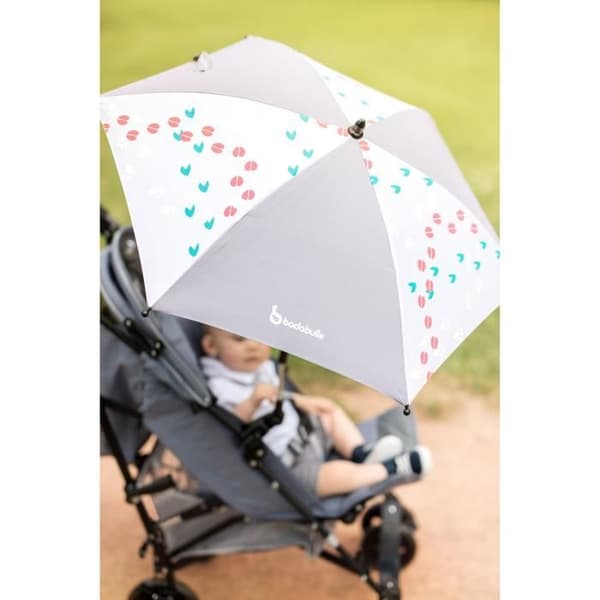 BADABULLE Universal babyparaply, anti-UV 50+, anpassningsbar position, grå