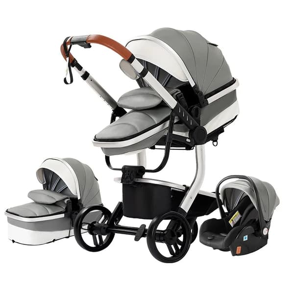 Vauva-ikäinen vaunu, 3-in-1-toiminto, taitettava muotoilu, turvallisuussertifioitu,518-Harmaa