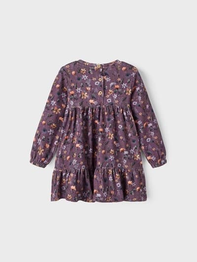 Name it langærmet kjole, lilla blomster, størrelse 92
