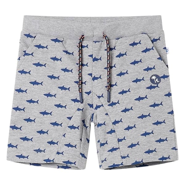 Shorts til børn str. 128 med snøre lys gråmeleret -  Bukser til børn