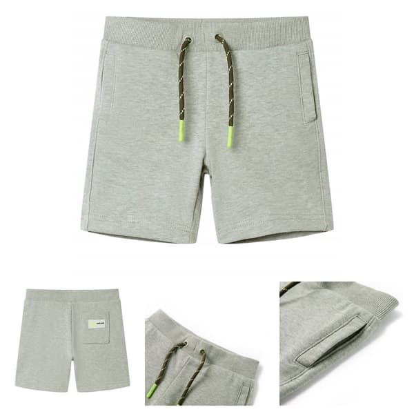 Barnshorts med snöre blandad ljus khaki melange 104 -  Underkläder för barn