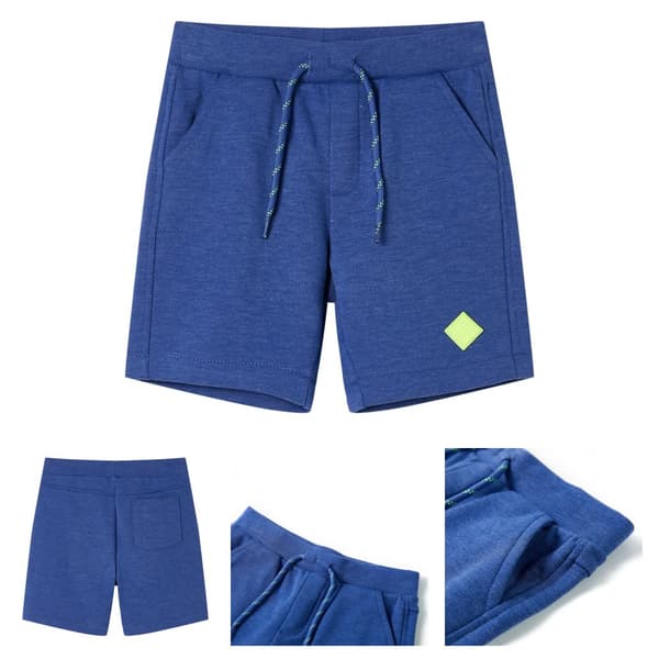 Shorts til børn str. 128 med snøre blåmeleret -  Bukser til børn