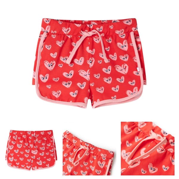 Shorts til børn str. 116 med snøre rød -  Bukser til børn
