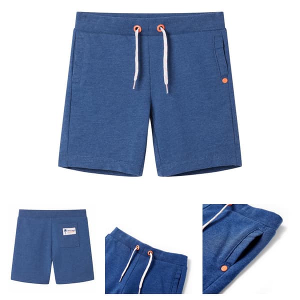 Shorts til børn str. 116 med snøre mørk blåmeleret -  Bukser til børn