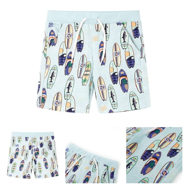 Shorts til børn str. 128 med snøre blåmeleret -  Bukser til børn