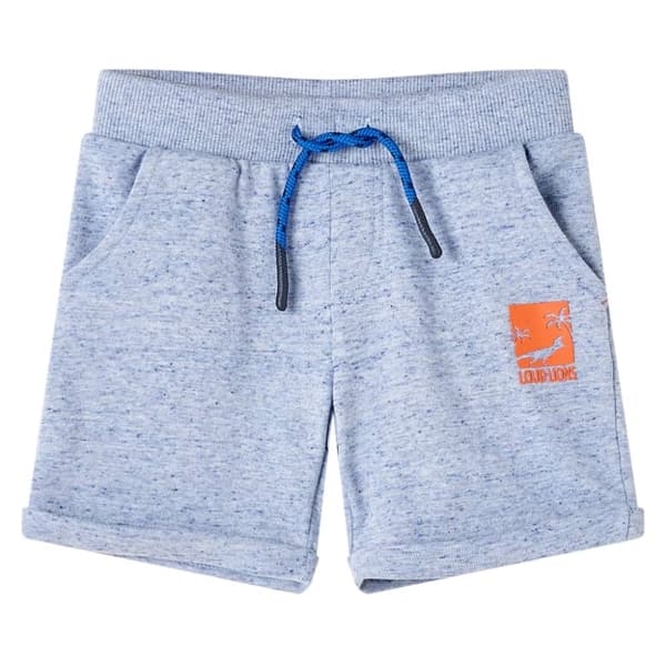 Barnshorts med snöre blå melange 116