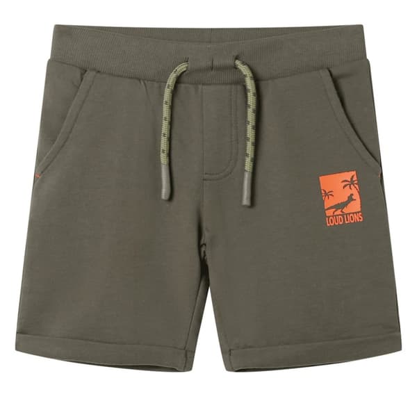 Barnshorts med snöre mörk khaki 128
