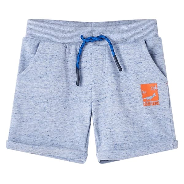 Barnshorts med snöre blå melange 104