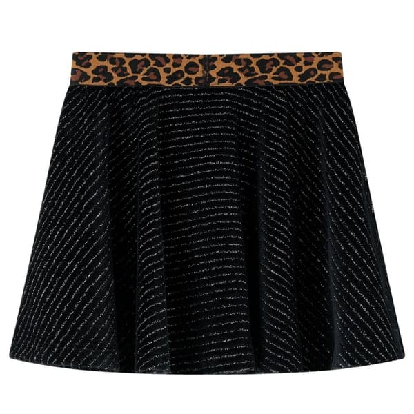 Kjol för barn leopardmönster svart 128