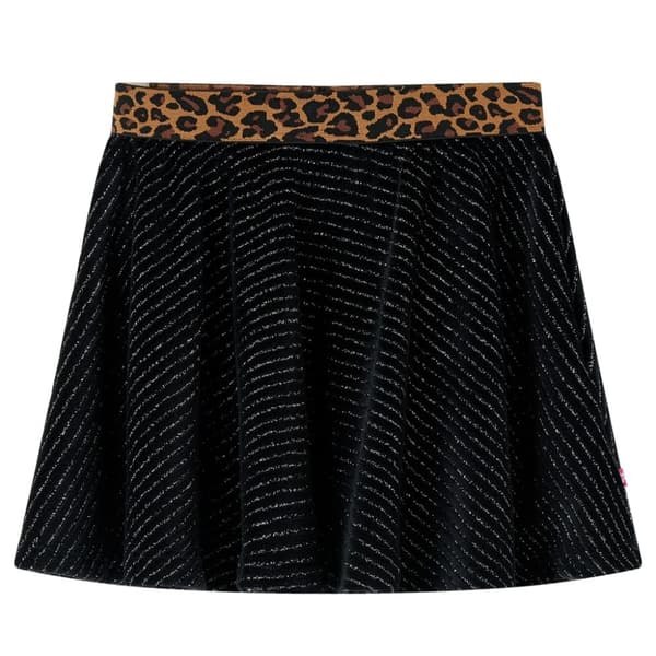 Kjol för barn leopardmönster svart 128
