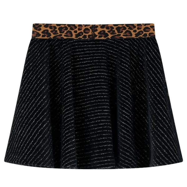 Kjol för barn leopardmönster svart 140