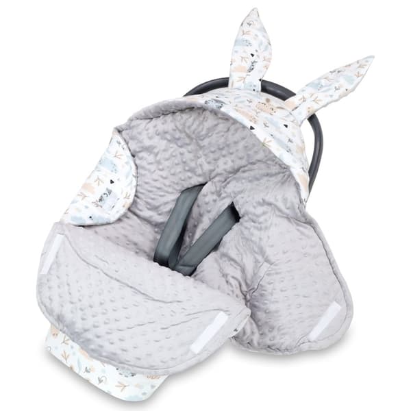 Omslagstæppe babystol vinter 80x87 cm - fodpose babytæppe til bil vintersæk bomuld minkyugle lysegrå