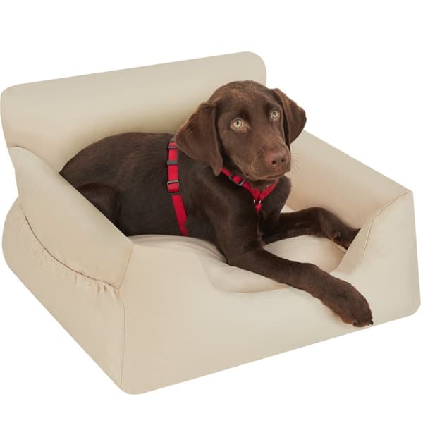 Bilsæde hund Milow, polstret, med sikkerhedsline - beige