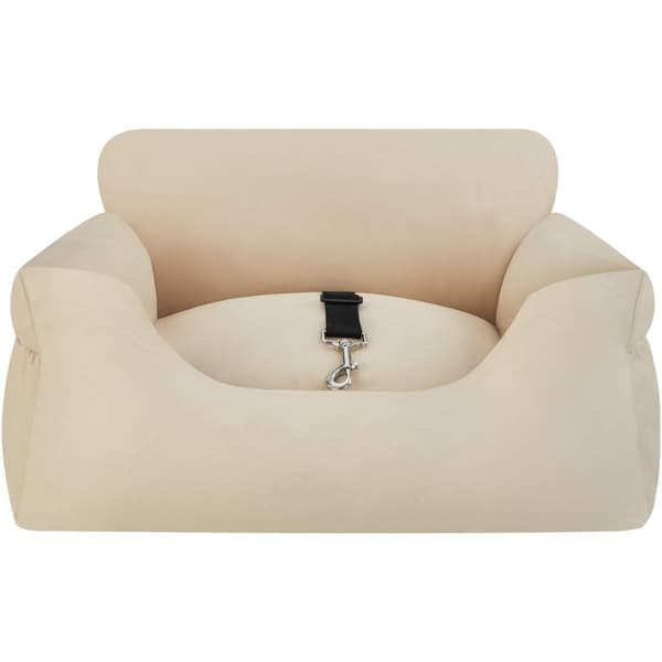 Bilsæde hund Milow, polstret, med sikkerhedsline - beige
