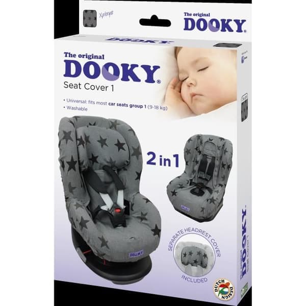 DOOKY - Bilstolsöverdrag grupp 1 grå/stjärnor