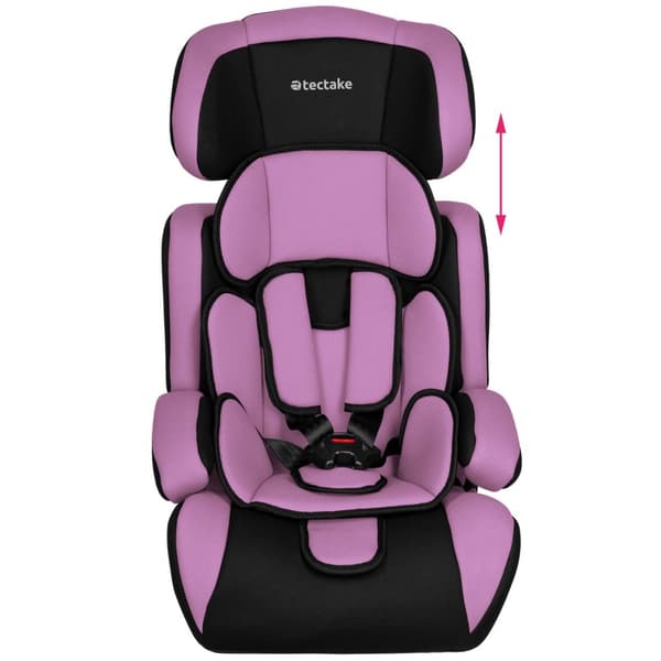 Bilbarnstol 9-36 kg, justerbar höjd, extra mjuk - svart/lila