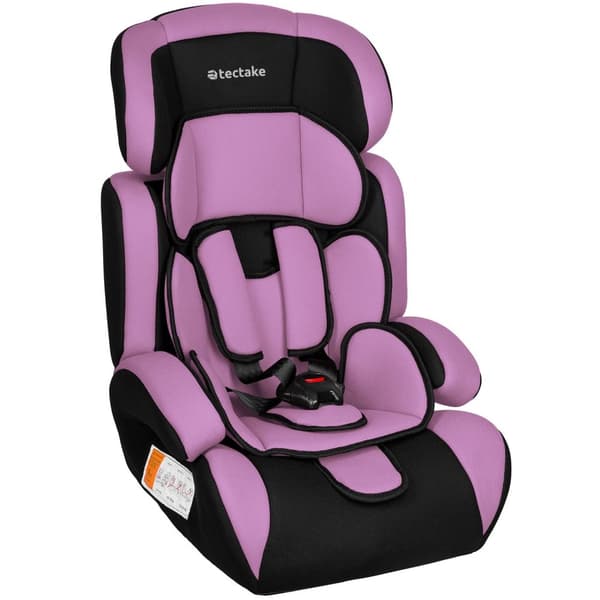 Bilbarnstol 9-36 kg, justerbar höjd, extra mjuk - svart/lila