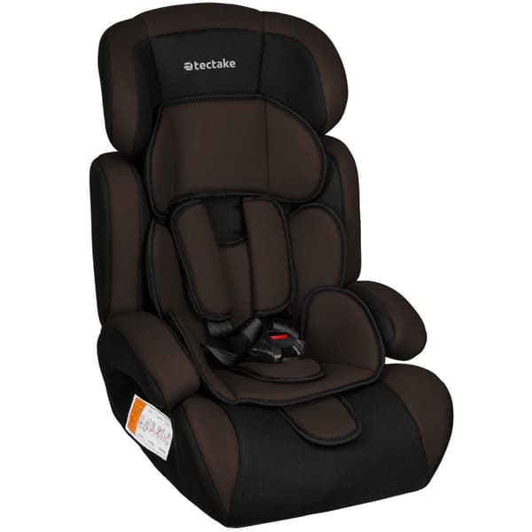 Bilbarnstol 9-36 kg, justerbar höjd, extra mjuk - svart/brun