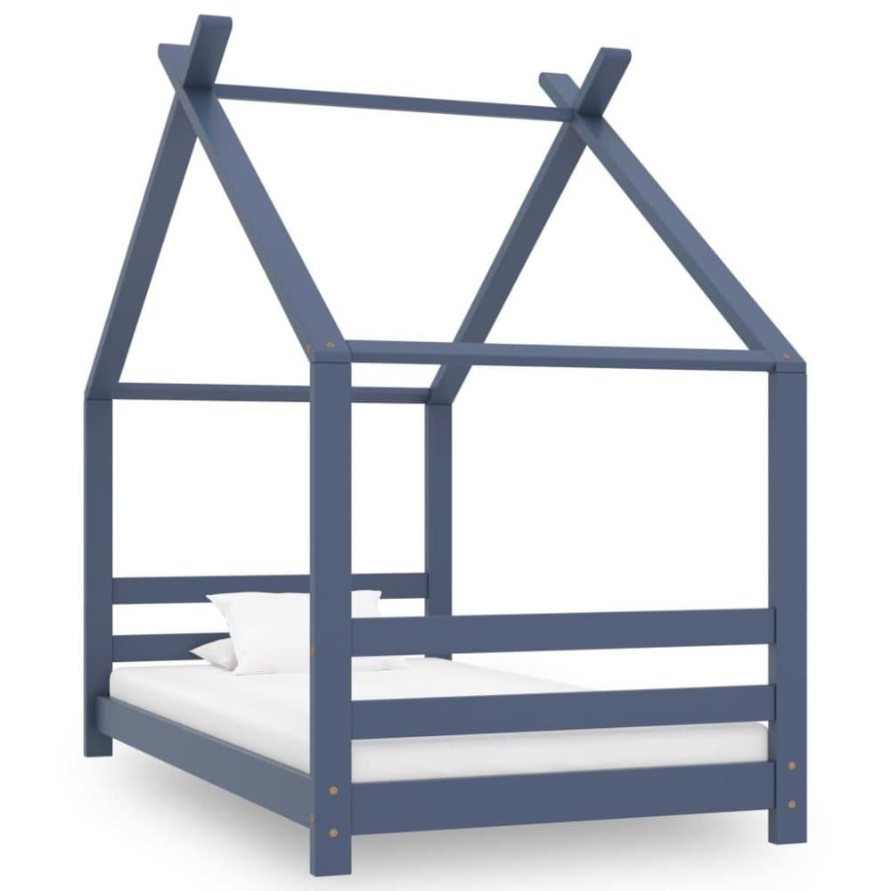 vidaXL Sengeramme for barn heltre furu grå 80x160 cm