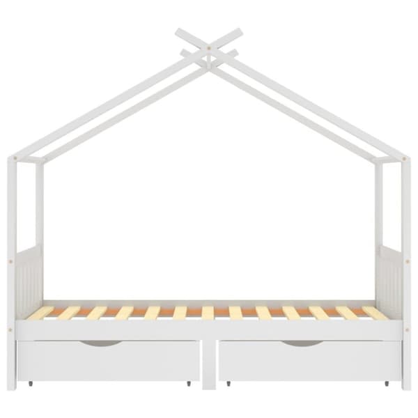 vidaXL Ramme for barneseng med skuffer hvit heltre furu 90x200 cm