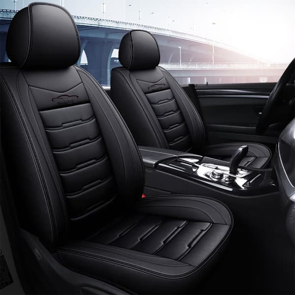 Universal 5-Seat Car Seat Cover Deluxe Faux læder komplet sæt sædebetræk bil sæt, sort