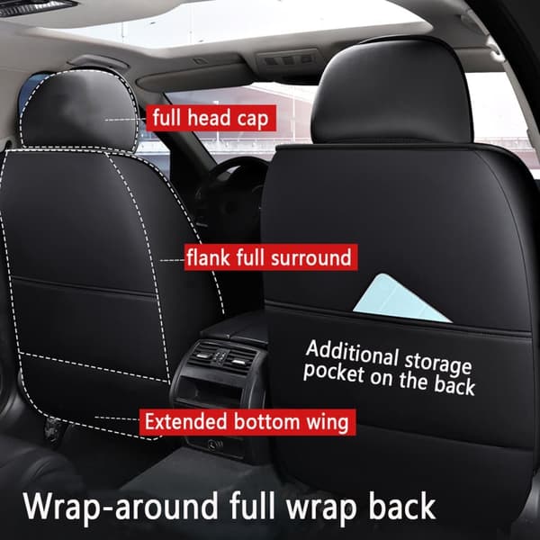 Universal 5-Seat Car Seat Cover Deluxe Faux læder komplet sæt sædebetræk bil sæt, sort