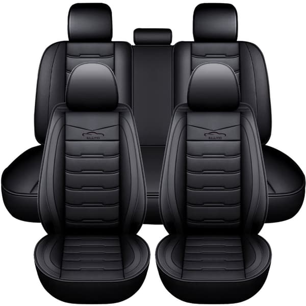 Universal 5-Seat Car Seat Cover Deluxe Faux læder komplet sæt sædebetræk bil sæt, sort