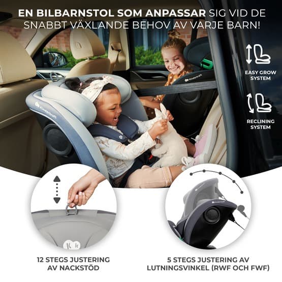 Bilbarnstol - I-Grow I-koko 40-150 cm musta