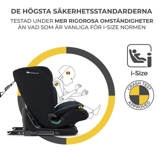 Bilbarnstol - Oneto3 I-koko 76-150 cm Grafiittimusta