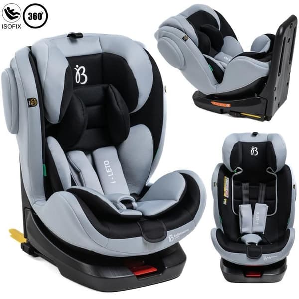 BEBELISSIMO - Isofix bilbarnstol - 360° vridbar - 40-150cm - 0-36kg - i-size - Leto - grå/svart - sidoskydd