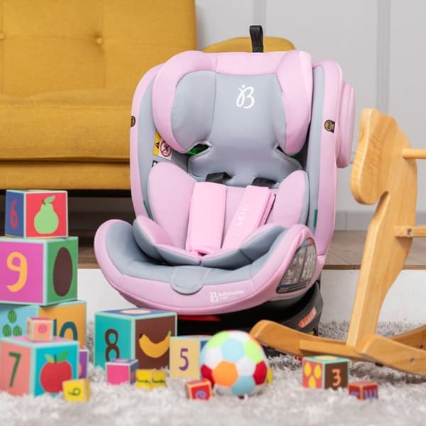 BEBELISSIMO - Isofix bilbarnstol - 360° vridbar - 40-150cm - 0-36kg - i-size - Leto - rosa - sidoskydd