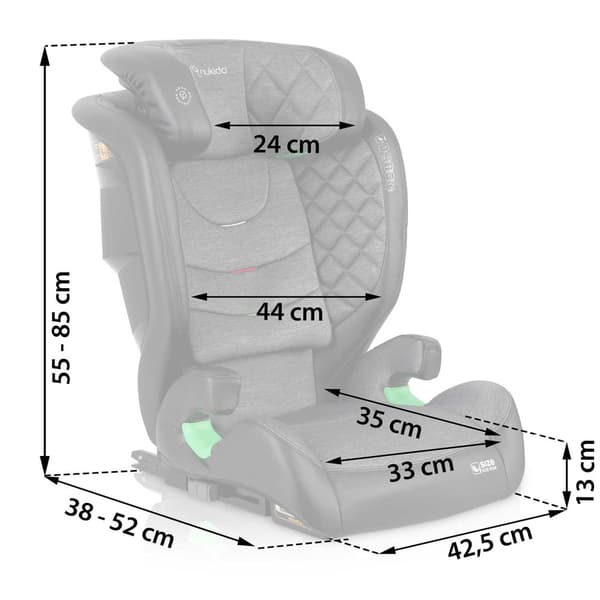 Nukido Louis Autostol Sort/Grå 15-36kg ISOFIX