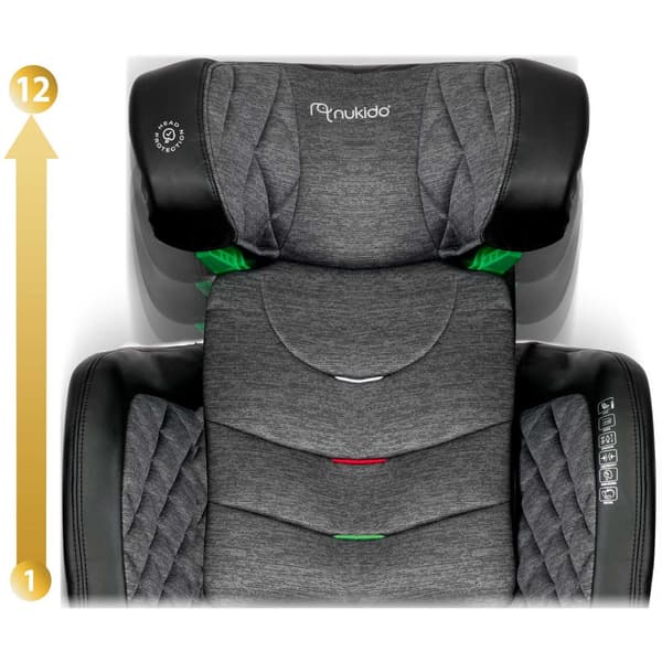 Nukido Louis Autostol Sort/Grå 15-36kg ISOFIX