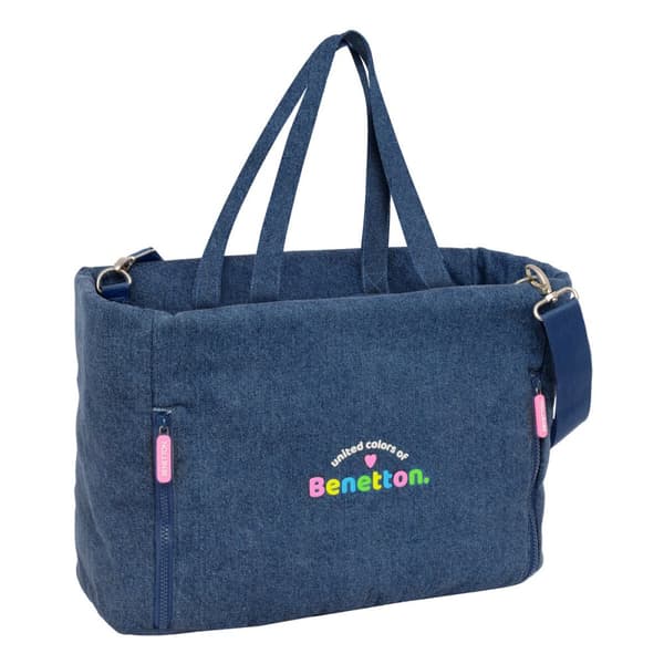 Väska Benetton Denim Blå 40 x 31 x 17 cm